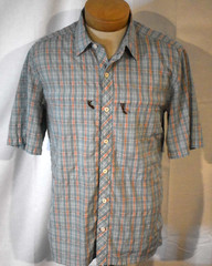 SIMMS Medium Men’s S/S Polyester Nylon Blend Fishing Shirt Blue Plaid