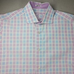 BUGATCHI Shaped Fit Flip Cuff Long Sleeved Plaid Button Up Shirt Men’s Large
