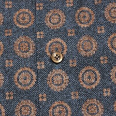Emanuel Berg NWOT Casual Button Down Shirt Size 44 17.5 XL Blue & Brown Cotton
