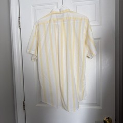 Men’s Matrix button-down Short Sleeve shirt yellow & white striped Size L NICE!