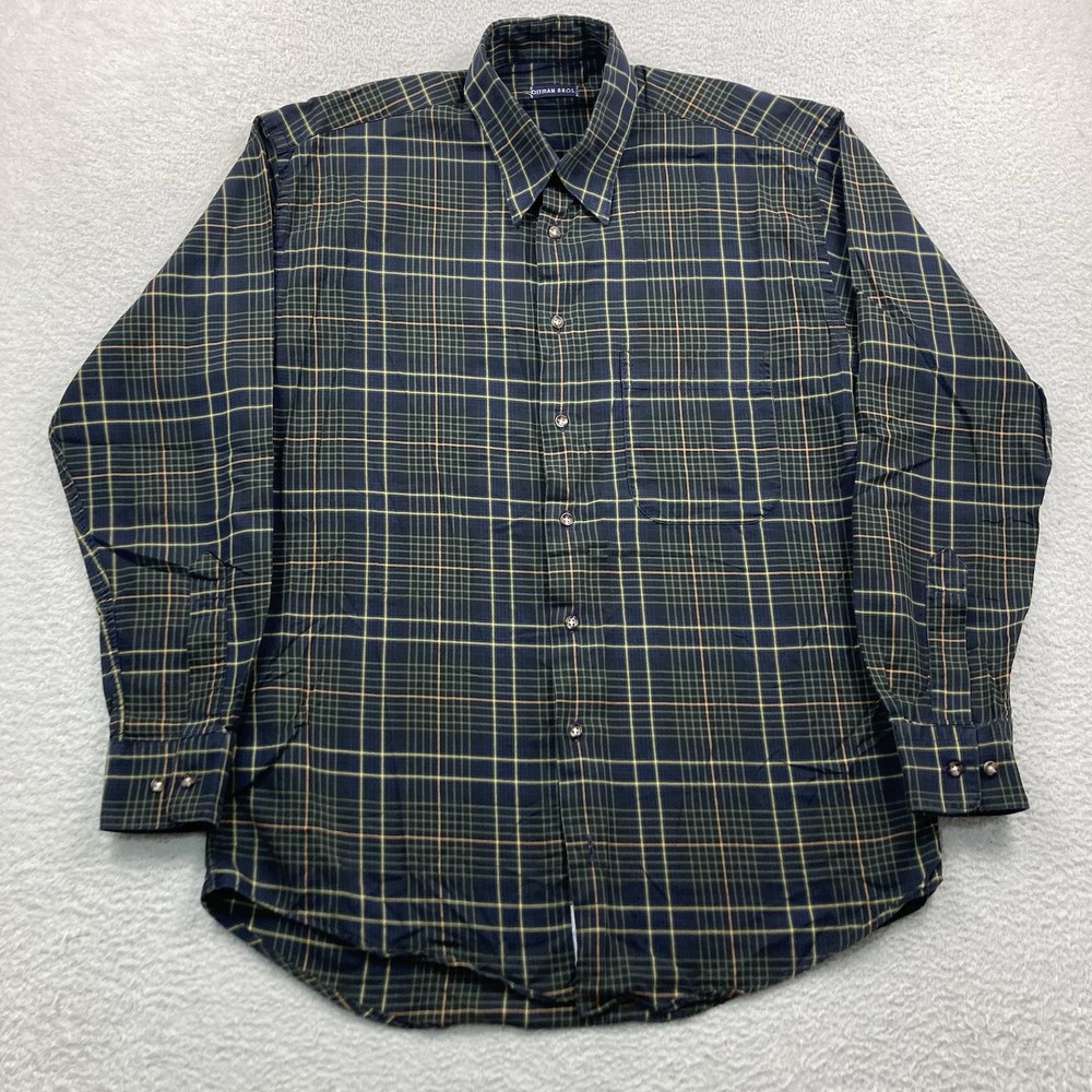 Vintage Gitman Bros Button Down Shirt Men Medium Green Tartan Plaid Made in USA