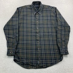 Vintage Gitman Bros Button Down Shirt Men Medium Green Tartan Plaid Made in USA