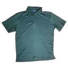 PORT AUTHORITY Solid All Green Collared Polo Short Sleeve Shirt Mens Size XL