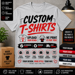 Men Gray 3XT Personalized Custom Tee Shirt Customized Photo Text/ Logo Front