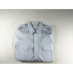 Neiman Marcus Mens Blue Pinpoint Oxford Short Sleeve Epaulet Shirt Size L USA