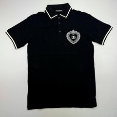 Dolce & Gabbana Heart Embroidered Logo Polo Shirt Men Black Color Size S / IT 46