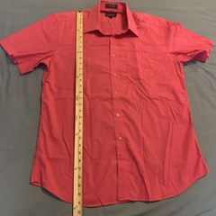 Omega Shirt Mens Large Red Short Sleeve Button Up Dress Casual Pocket 16-16.5