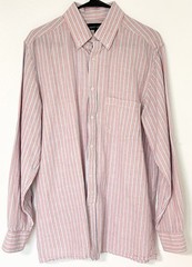 August Silk Linen Button Down Shirt Men’s Medium Long Sleeve Striped