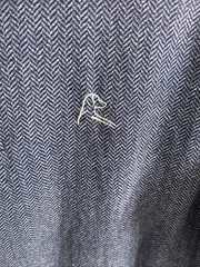 Rhoback Men’s Long Sleeve Performance Polo Navy Blue Herringbone EUC