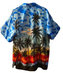 La Leela Hawaiian Shirt Casual Beach Tropical Sunset Button Down Men’s L