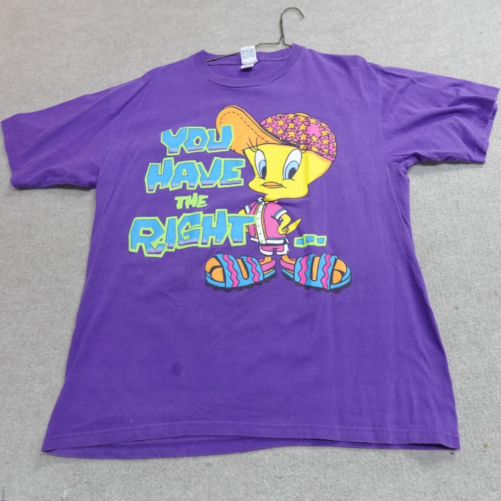 Tweety Bird Shirt Large Purple Double Sided Vintage 1997 Y2K