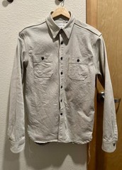 Gustin #88 Cone Mills White X Grey Work Shirt Made In USA Size Large Slim Fit