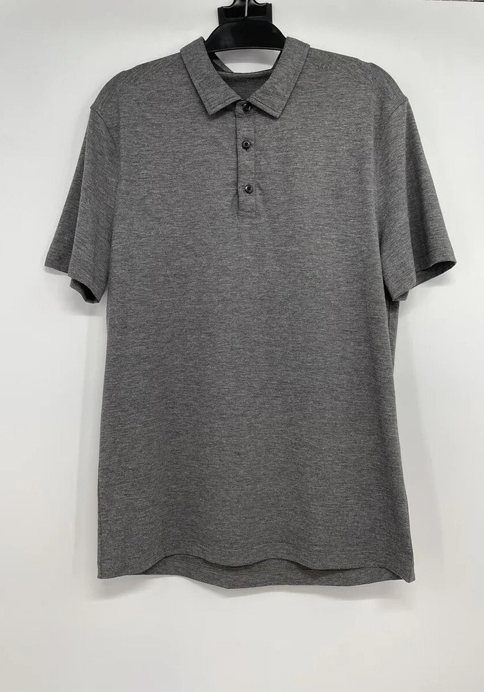 LULULEMON Button Down Polo T-Shirt Short Sleeve Heather Gray Men’s Size M/L