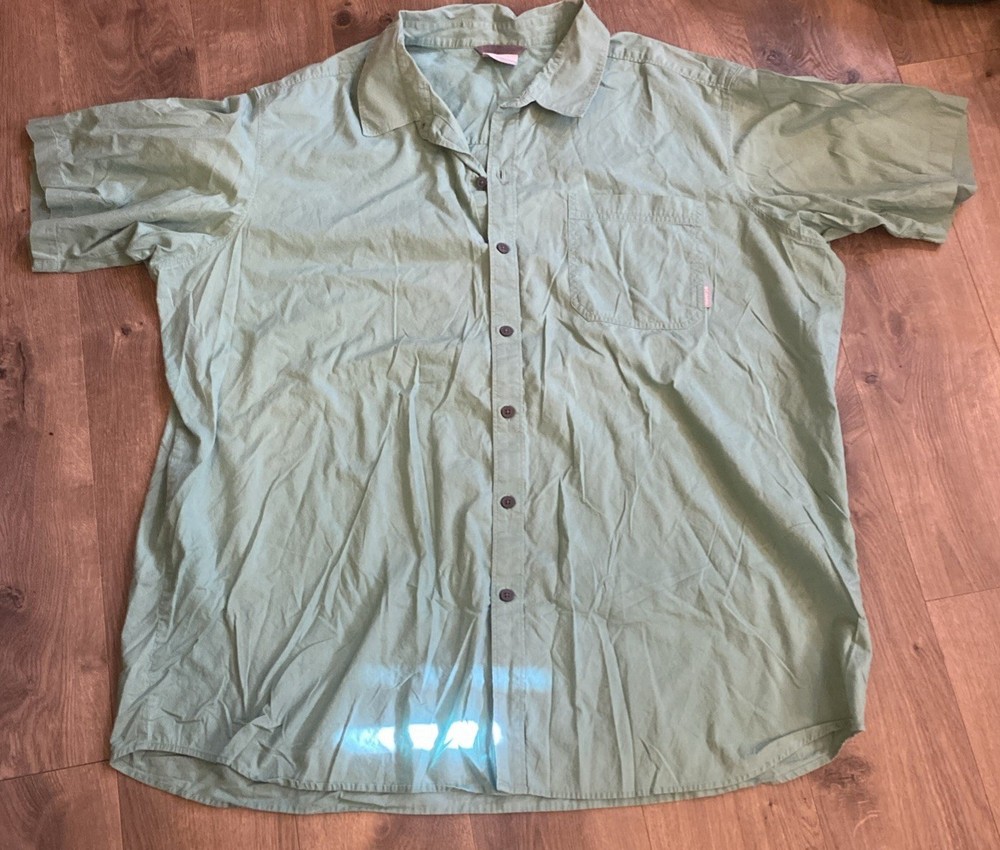 Columbia One Pocket Green Button Down Shirt 3XT Pit 2 P 29” Shoulder To W 32.5”