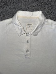RAG & BONE Standard Issue Polo Embroid Logo Signature Buttons sz M White Cotton