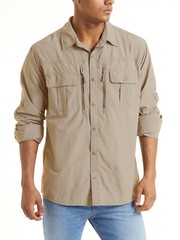 Men’s Long Sleeve Sun Protection Outdoor Atheletic Hiking Casual Work Team Shirt