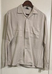 Pilgrim Men’s Loop Collar Beige Button-Up Long Sleeve Point Collar Shirt Medium