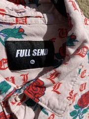 Men’s Full Send Button-Down Shirt Multicolor Roses Spell-Out XL Street Art City