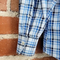 Peter Millar Hidden Button-Down Long-Sleeve Blue Plaid Dress Shirt XL
