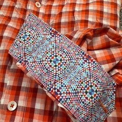 Bugatchi Men’s Large Shaped Fit Button Up Flip Cuff Orange Beautiful Shirt