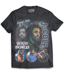 J Cole Tribute #4 Vintage Rap Tee Black Shirt