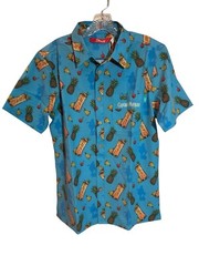 Shinesty Blue Captain Morgan Pineapple Mens Hawaiian Party Button Down Med NWT