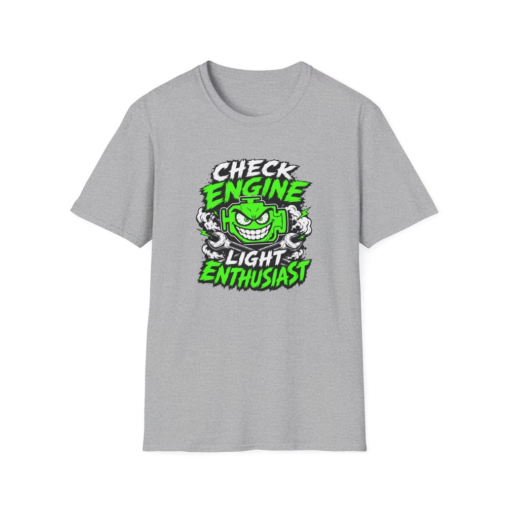 Check Engine Light Enthusiast — Green Cartoon Engine Graphic