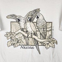 Vintage Nassau Parrots Shirt Mens Large White Nature Collection Bahamas 80s Logo