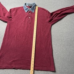 Vintage Lands End Polo Shirt Mens Large Red Cotton Rugby Sports Preppy Adult Y2K