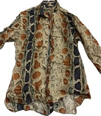 John Galliano 2000s Python Print Long Sleeve Shirt Shell Buttons Made In Italy