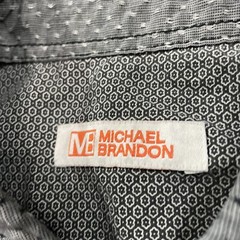 Michael Brandon Gray Black Polka Dots Shirt Men L Casual Geometric Button Up