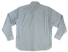 J. Crew Button Front Long Sleeve Shirt White Blue Green Stripe LARGE 16-16 1/2