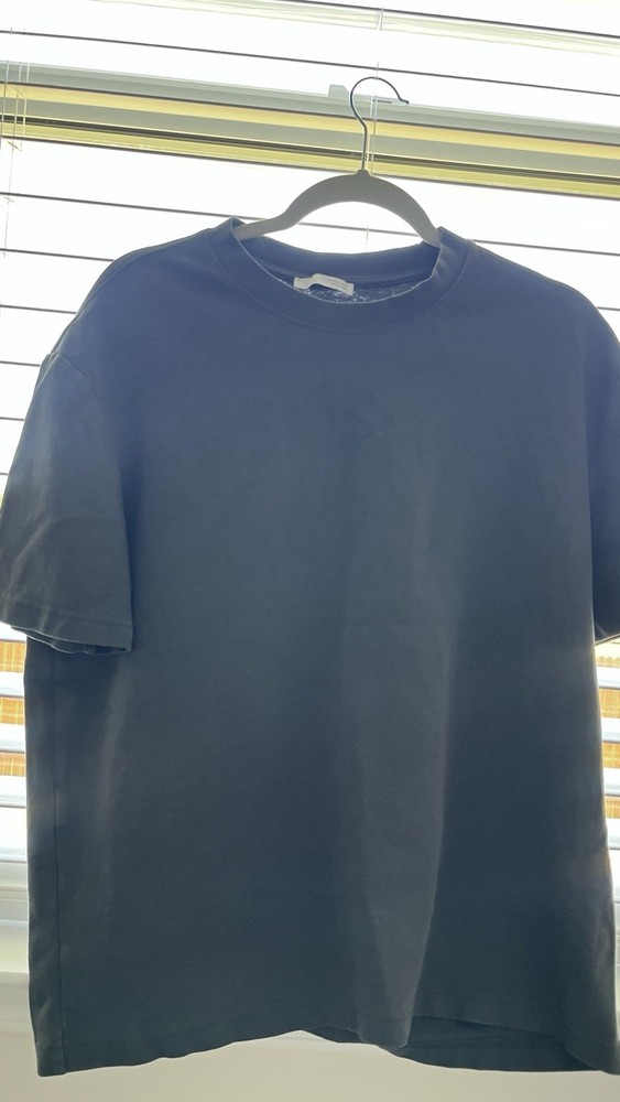 ZARA Men’s Gray Solid Crew Neck Short Sleeve Knit T-Shirt, Size L Regular