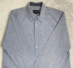 Ocean Current Long Sleeved Collared Pocket Button Down Blue Dress Shirt Mens Med