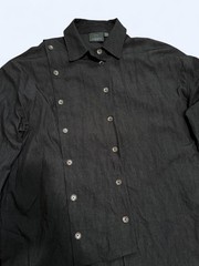 Fried Rice Asymmetrical Split Button Up Shirt In Black, Size Large