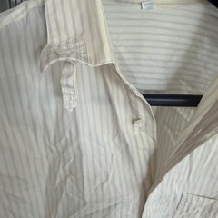80’s Giorgio Armani Mens Pinstripe Button Down Shirt Cream 15 32/33
