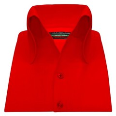 Red High Open Button Down Collar Buttonless Mens Custom Made Formal Office Shirt