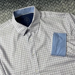 Construct Shirt Mens L Windowpane Check Flip Cuff 4 Way Stretch Performance