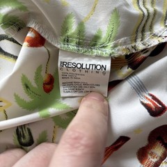 One Resolution Clothing Button Down Shirt Mens Small White Ukulele Palm Tree S/S