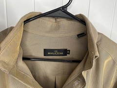 Bugatchi Uomo Medium Modal Rayon & Polyester Blend Shirt Brown Green striped