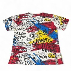 Multicoloured graffiti style graphic tee with bold designs