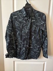 Ted Baker Men’s Size 3/ Medium Long Sleeve Button Up Black Tropical Shirt