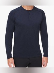 Lululemon Metal Vent Tech Long Sleeve Henley in Navy
