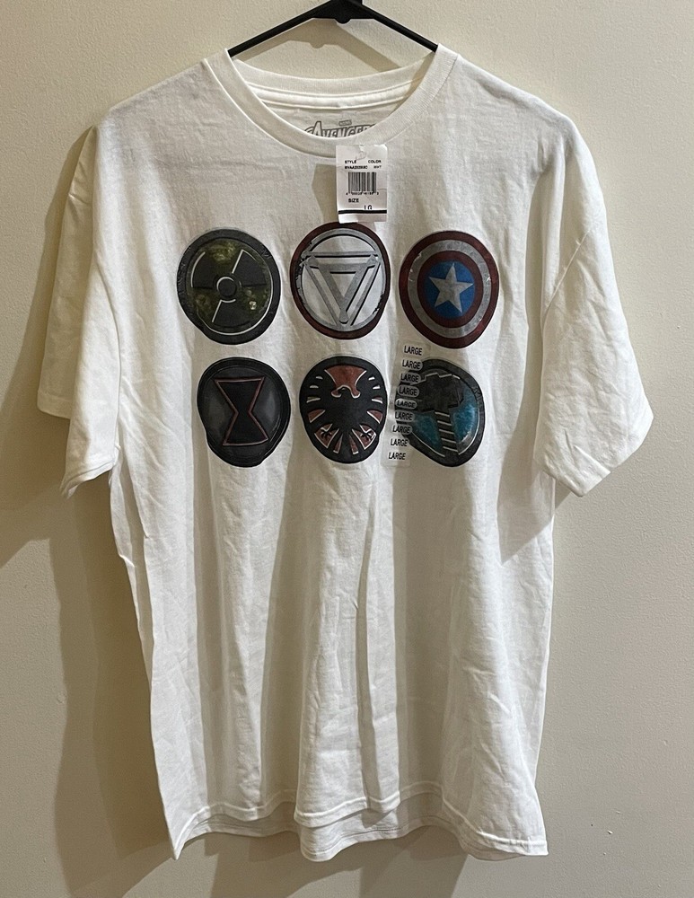 Avengers Men’s Marvel Comics Superhero Short Sleeve T-Shirt L Large White