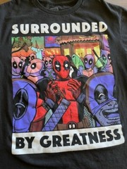 Marvel Comics Deadpool Mens Medium M Surrounded by Greatness Black S/S Shirt