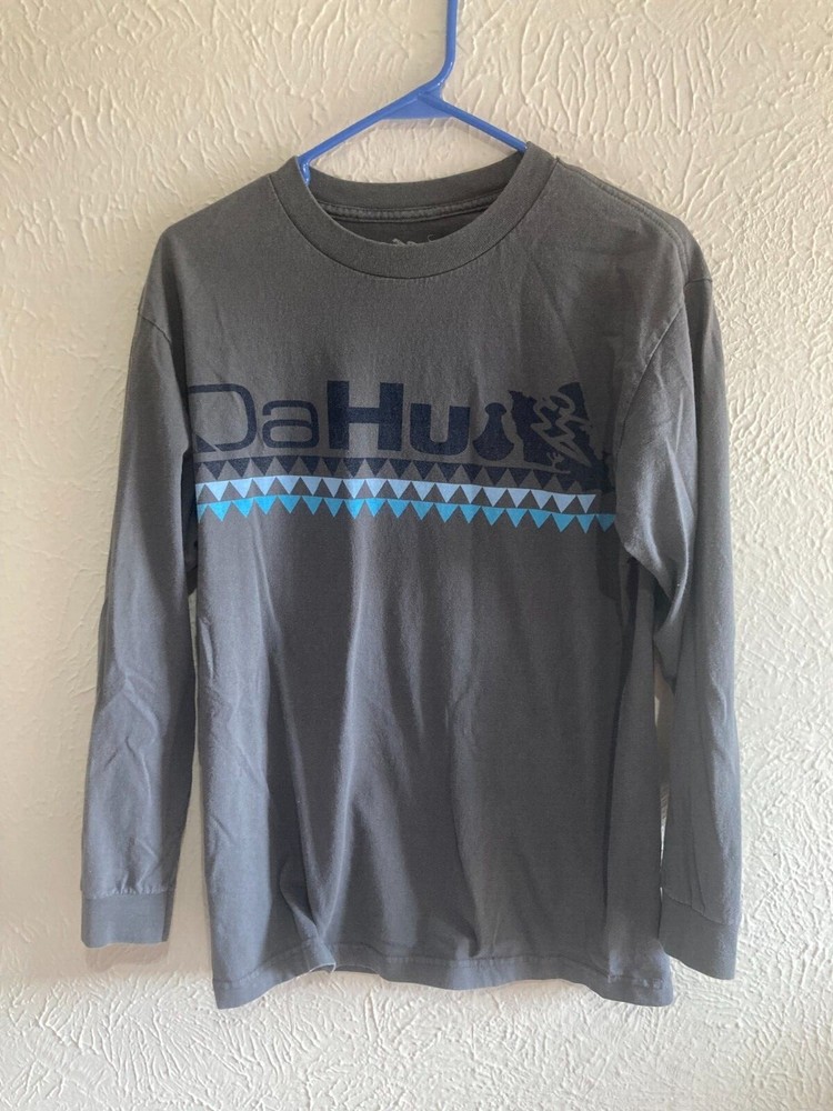 DA HUI MENS MEDIUM LONG SLEEVE PULLOVER GRAPHIC LOGO TEE 100% COTTON