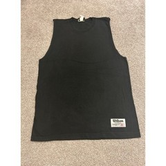 Wilson Sleeveless Muscle Tee Mens L Black Excellent Athletic Gym Tank Top