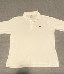 Lacoste Men’s White Long Sleeve Polo Embroidered Crocodile Logo M