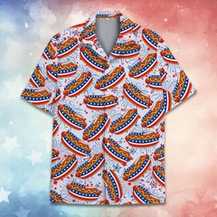 Funny Hotdog Hawaiian Shirt For Men Women Youth, Tropical 4th Of July Aloha Shir