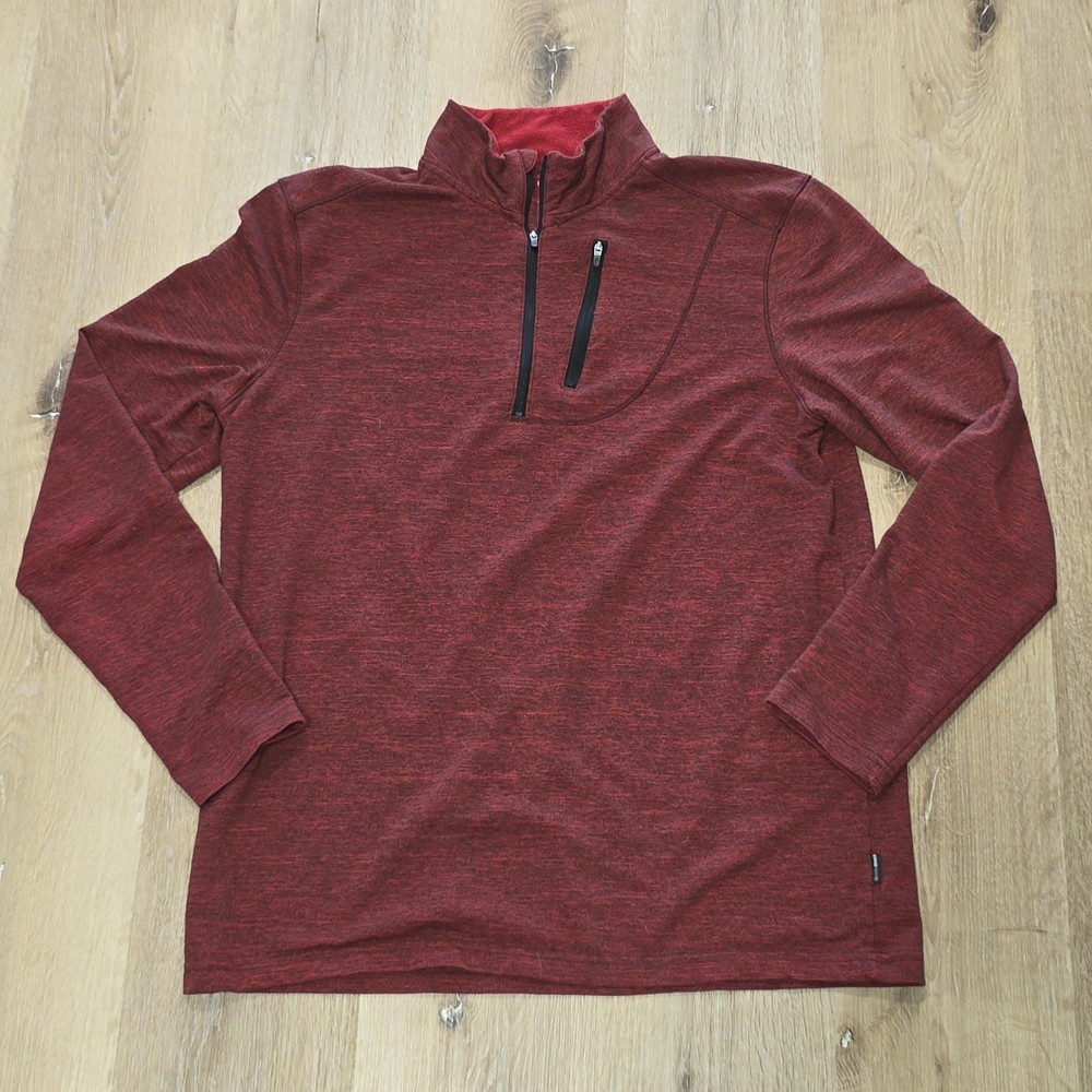 Swiss Tech Pullover Men’s Large Red Long Sleeve 1/4 Zip Knit Shirt Sweater